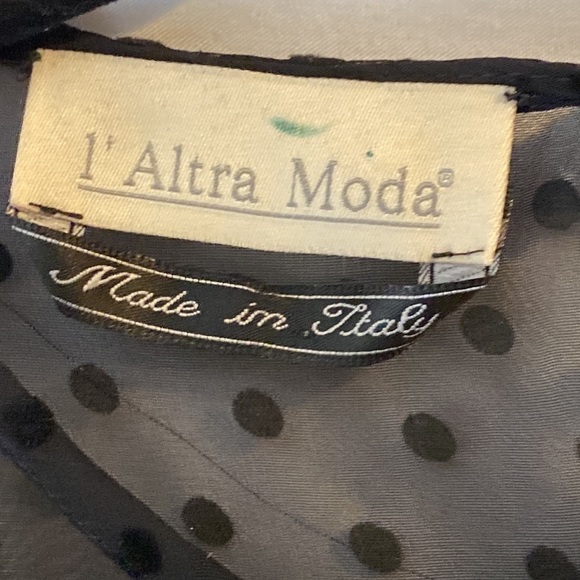 L'Altra Moda Black Dress Polka Dot Mesh Vintage 90 Velvet Cocktail Holiday - Picture 2 of 7